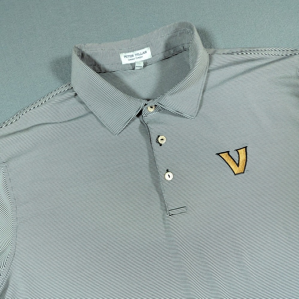 Vanderbilt Peter Millar Polo Shirt Mens XL Striped Summer Comfort